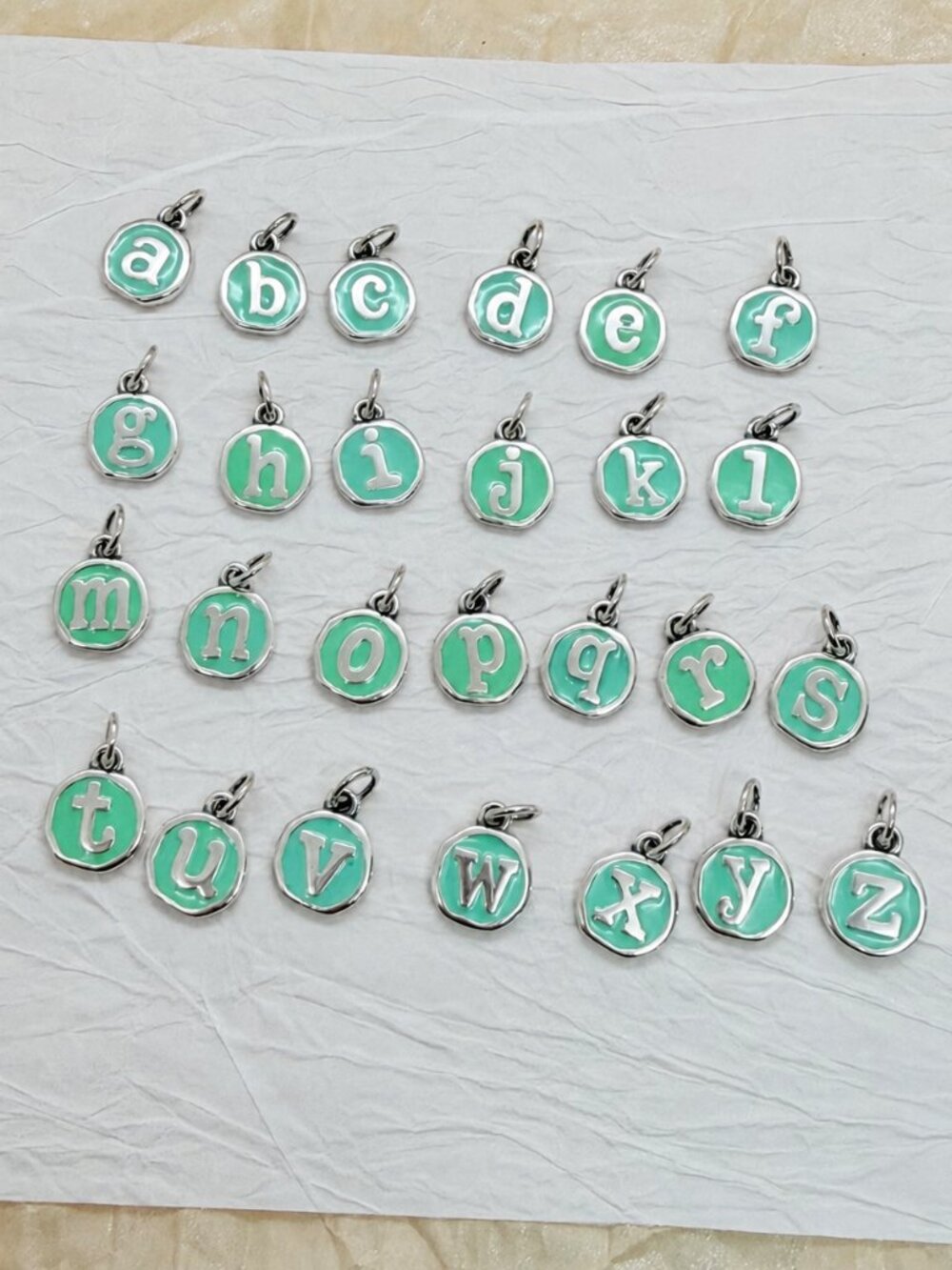 James Avery Enamel Light Blue Initial Disc Charm Sterling Silver Letter